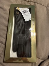 Michael Kors Ladies Touch Tip Leather Gloves Size XLarge Brown