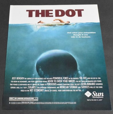 2000 Print Ad Sun Microsystems Computer Art The Dot Jaws Man Swim Capitalists