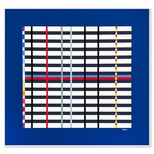 Yaacov Agam- Silkscreen Serigraph "Hommage du Mondrian (Dark Blue)"