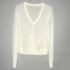 Veronica Beard M Womens Soren Twist Front Sweater Ivory Lightweight flaw