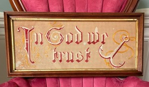 Antique Paper Punch Sampler IN GOD WE TRUST Symbolic Religious ANCHOR