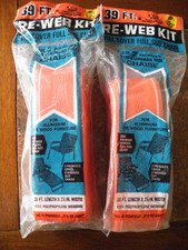 2 - Vtg RE-WEB KIT 39' Lawn Chair Webbing Orange W/ Small White Stripes FREESHIP