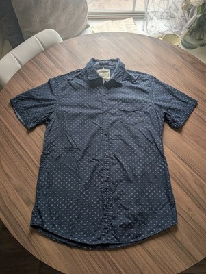 Native Code Men's Casual Blue Geometric Short Sleeve Button-Up Shirt L