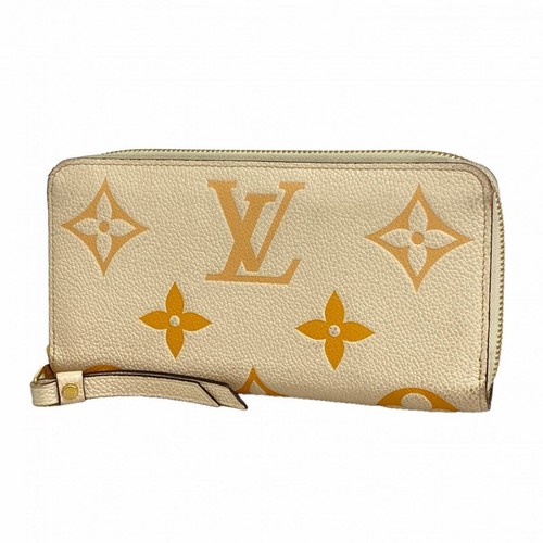 Louis Vuitton Monogram Empreinte Zip Around Wallet Cream Saffron Auth