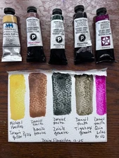 Watercolor paint, daniel smith and michael harding. 5 tubes. 