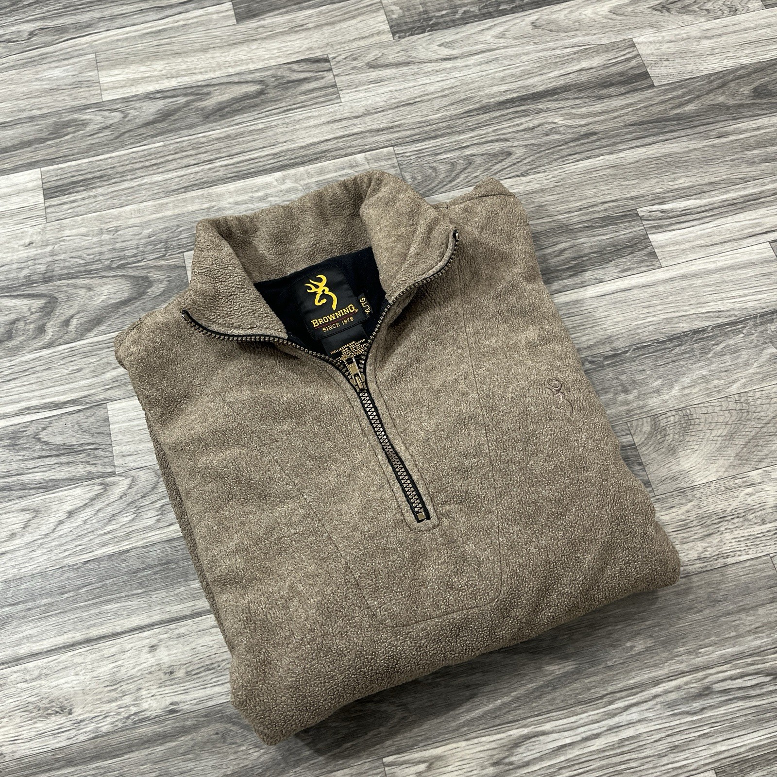 Browning Fleece Pullover XL Mens Brown Quarter Zip Jacket Hunting Outdoor Soft