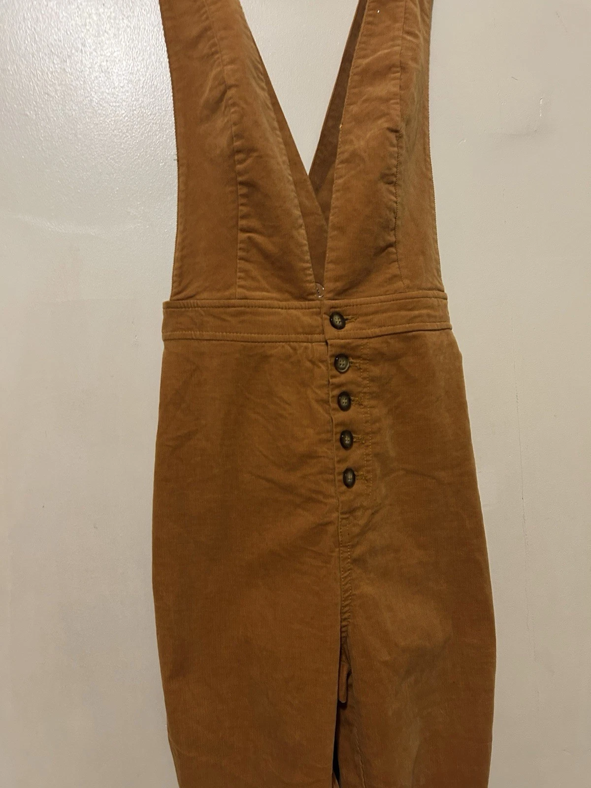 FOREVER 21 WOMEN’S CORDUROY OVERALLS SIZE SMALL RUST BROWN STRETCH