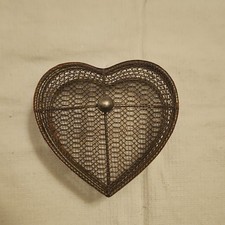 Heart-Shaped Metal Wire Mesh Trinket Box with...