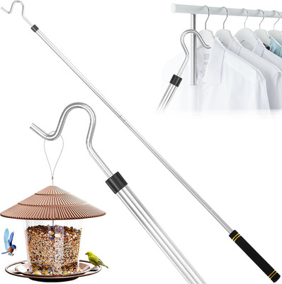 Clothes Hanger Reaching Hook,33 to 51Inch Clothing Hook Pole Long Christmas Ligh