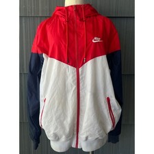 Nike Mens Windrunner Hooded Jacket Red White Navy Blue Colorblock Windbreaker