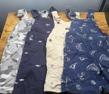 Oshkosh B  Gosh Lot Of 4 Overalls Size 3T Printed Nautical And Camouflage Blue