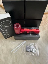 Glass Pipe Aluminum Metal Body Smoking Bowl Portable Tobacco Hand Pipe 4"