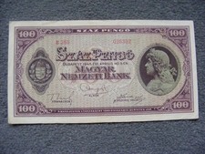 B422 Hungary 100 Pengo Banknote 1945 fine FREE POSTAGE