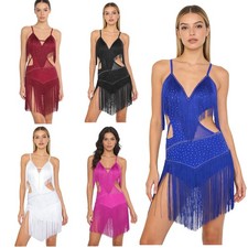 Womens Bodysuit Tango Dress Waltz Dancewear Rumba Cha-cha Stage Dance Backless