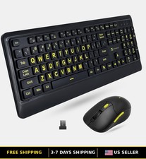Large Print Wireless Keyboard  Mouse Combo - High Visibility Yellow Design