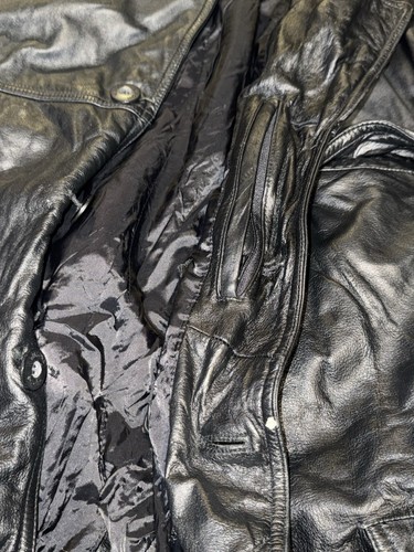 Veste boutonnée homme XL vintage en cuir noir par Wilsons Leather - Photo 14/22