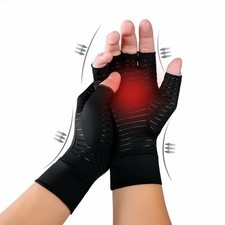 Arthritis Gloves Fingerless Copper Compression Gloves Hands Pain Relief 1 Pair