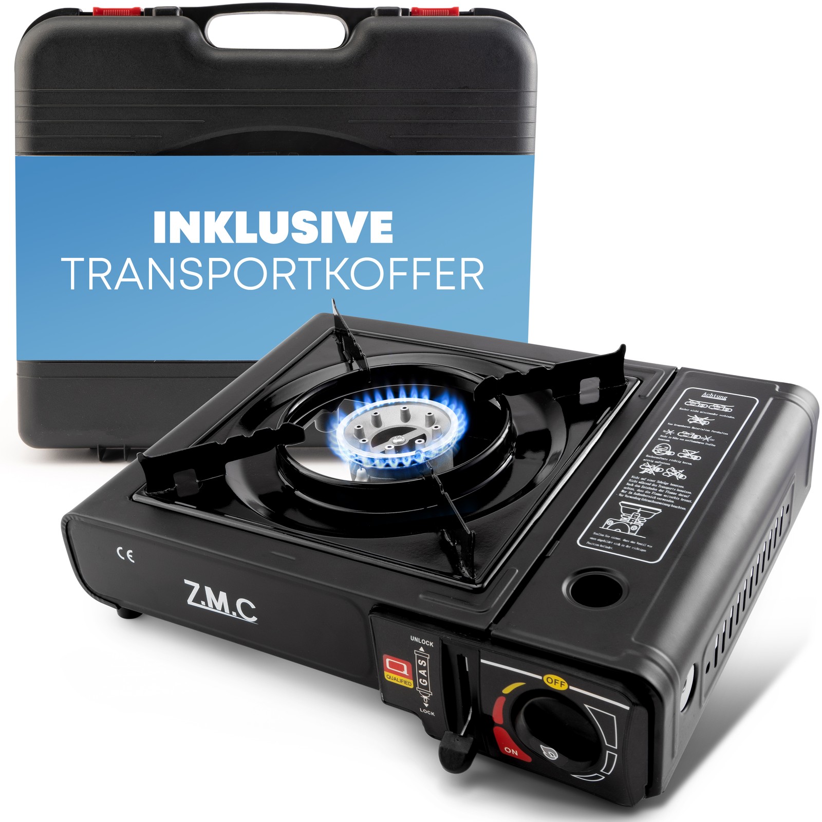 ZMC Cocinilla de Camping 1 Llama Gas Estufa Hornillo + Butano Cartuchos 227g