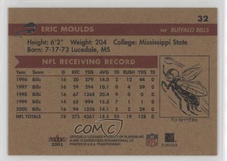 2001 Fleer Tradition Glossy Eric Moulds #32 - Image 2 of 2