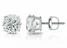 6MM Round Cut Lab-Created Diamond Women's Stud Earring 14k White Gold Plated
