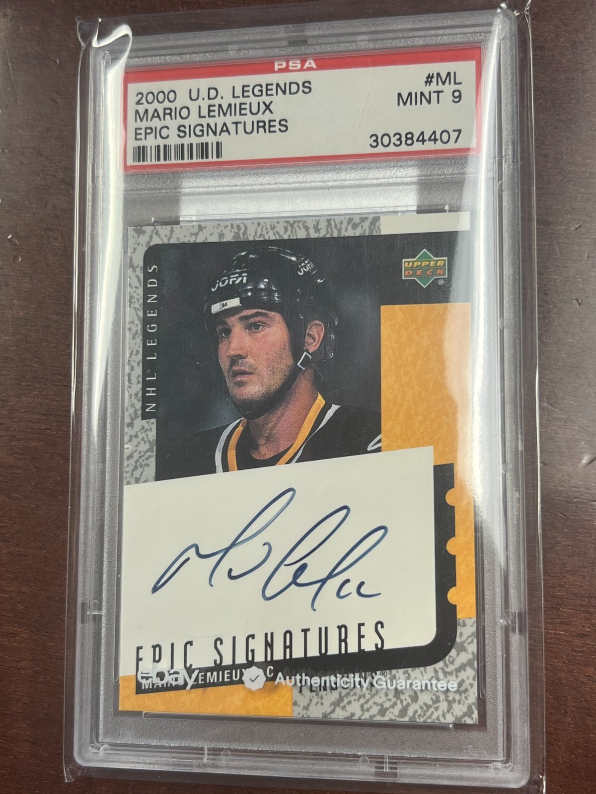 Upper Deck 2000-01 UD Legends Epic Signatures #ML Mario Lemieux Auto PSA 9