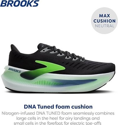 Brooks Men's Glycerin Max 2 Running Shoes  Phantom/White/Green Gecko 9.5US