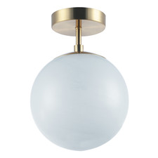 Modern Snowflake Glass Globe Bathroom Ceiling Light in Antique Brass by Happy...