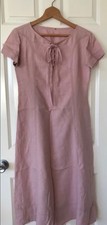 Cerruti Jeans 100% Linen Victorian Pink Dress A Line Dress with Front Bow Tie