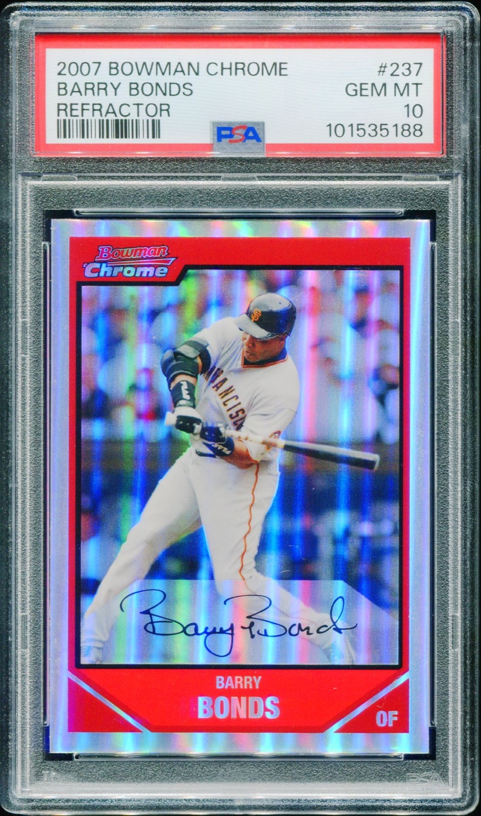 Barry Bonds 2006 Bowman Chrome REFRACTORS #237 PSA 10! LOW POP! MVP HR Leader