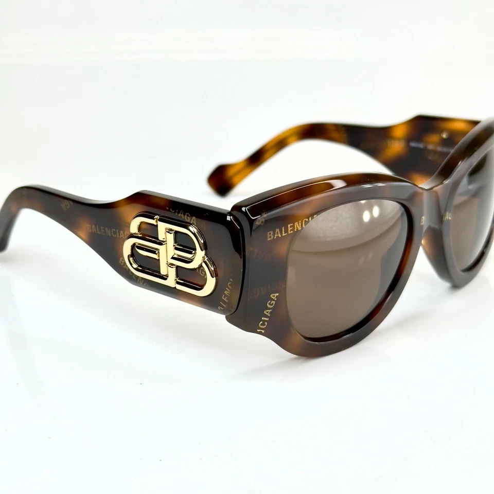 BALENCIAGA BB0070S PARIS CAT 0070 Brown 007 BB Logo Print Chunky Bold Sunglasses - Image 4 of 4