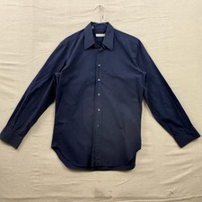 Ermenegildo Zegna Dress Shirt Mens 15.75 40 Navy Blue Long Sleeve Italian Luxury