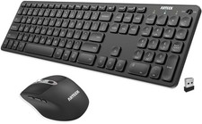 Arteck 2.4G Wireless Keyboard and Mouse Combo Ultra Slim Full Size Black