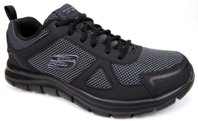 Skechers Track Bucolo Men's Running Shoes Size 9.0 WIDE, Black Gray Lite Weight