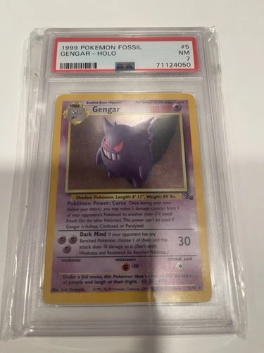 1999 POKEMON FOSSIL #5 GENGAR-HOLO PSA 7