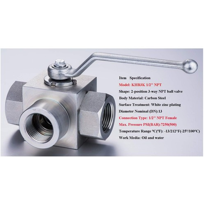 #ad High Pressure 3 Way Ball Valve 1 2quot; NPT Female L Bore $121.99