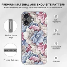 Magnetic Charging Compatible Case for iPhone17/17 Air/17 Pro/17 Pro Max, Floral