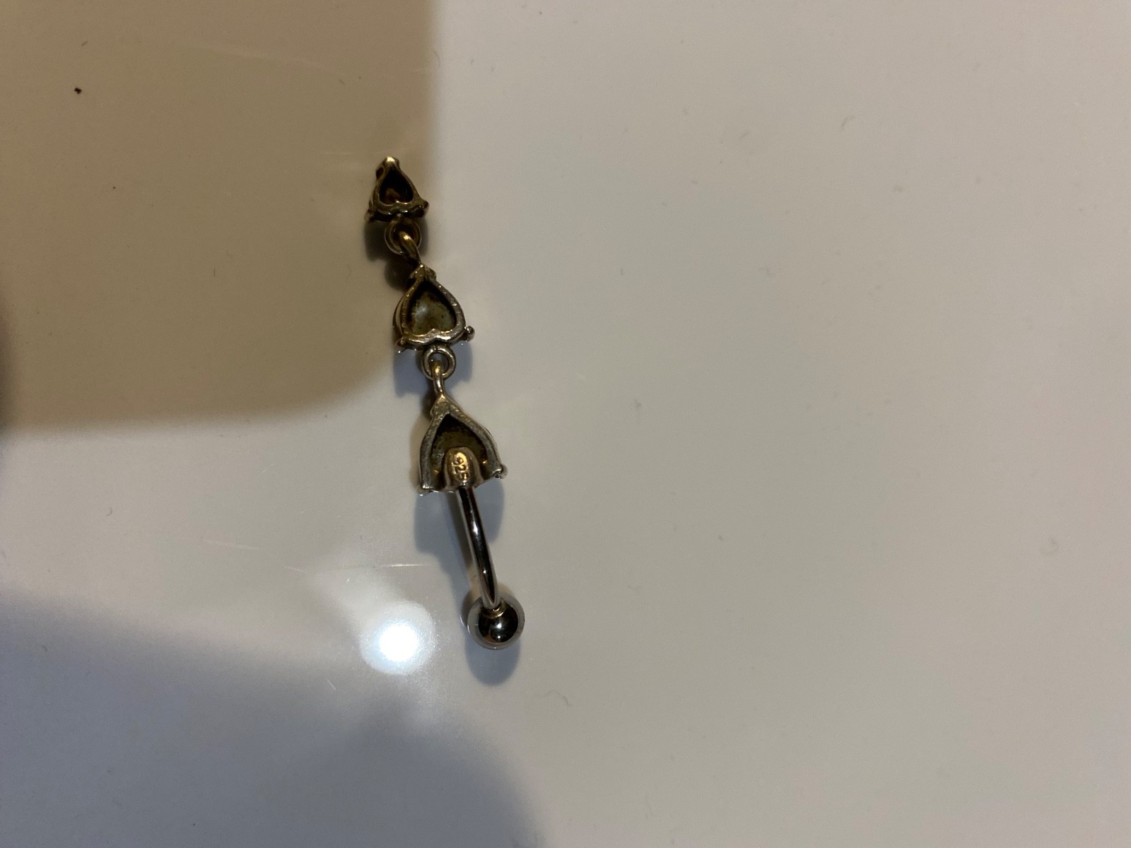 Sterling Silver Belly Button Piercing – Hearts 	•… - image 2