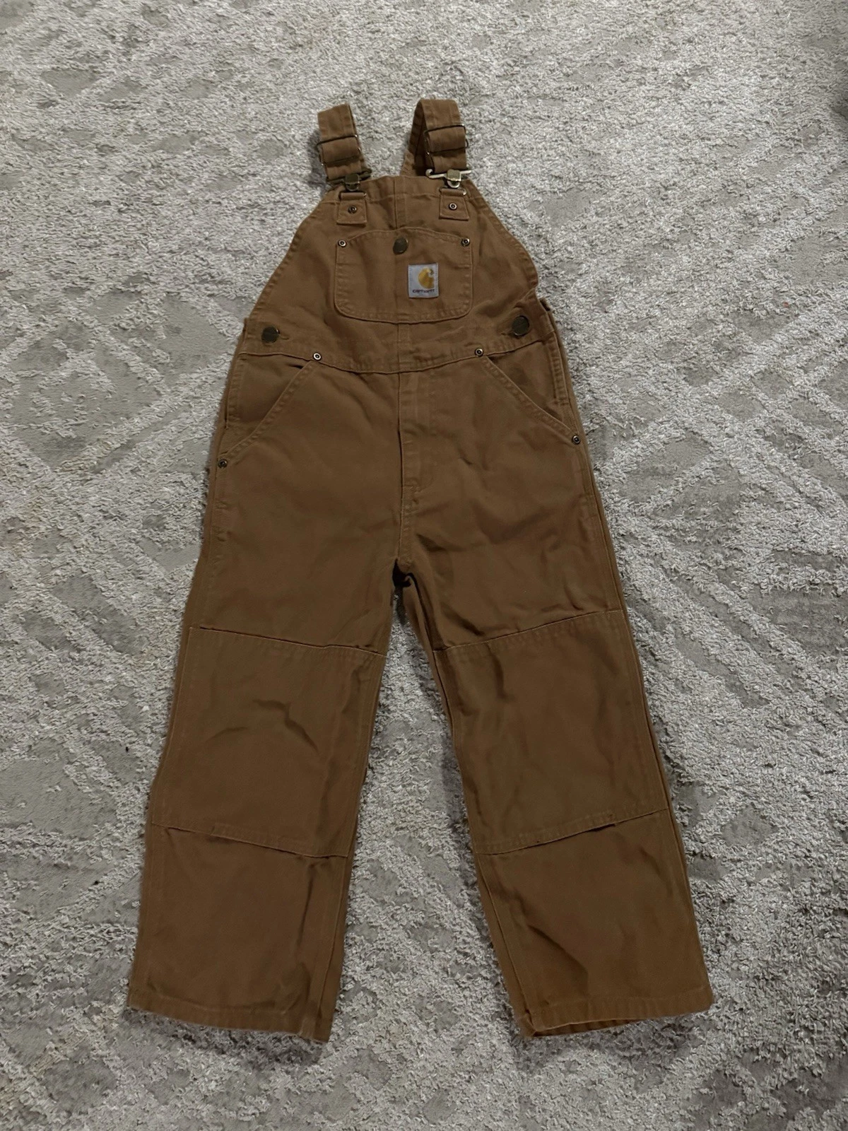 Carhartt Kids Boys Size 5 Strong Cotton Canvas Bib Overalls With Shoulder Straps