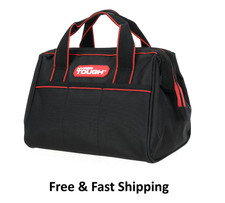 Hyper Tough 12-inch Polyester Tool Bag, with Full-Length Zipper and Double Strap