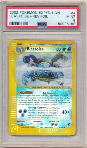 2002 POKEMON EXPEDITION #37 BLASTOISE-REVERSE FOIL PSA 9 MINT