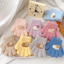 Winter Gloves Kids Wool Cartoon Warm Outdoor Mittens Boys Girls Age 1 to 3