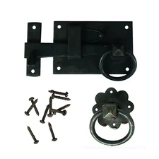 Wrought Iron Cottage Latch Gate or Room Passage Wax Coated Hardware Left Hand