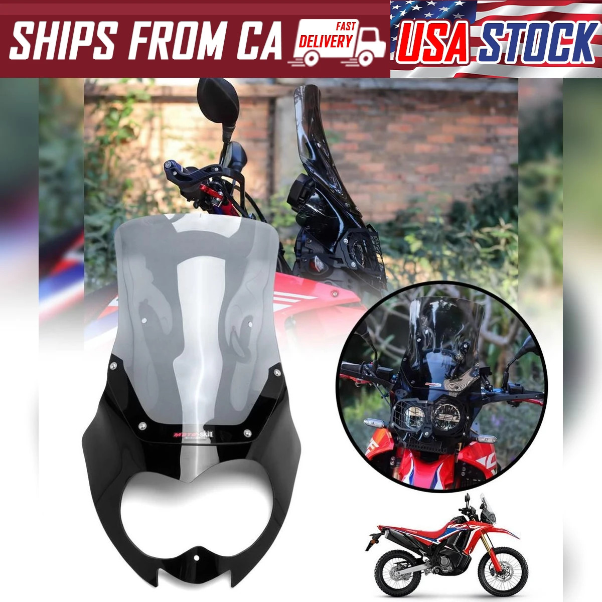 FIT Honda CRF250 CRF300 Rally Black Windshield Visor Shield