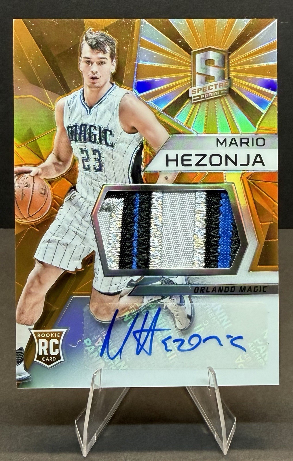 2015-16 Panini- Rookie Jersey Autograph Mario Hezonja #106 Orange Prizm /25 RC