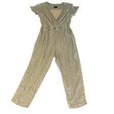 Abercrombie Fitch Womens V Neck Blue Chambray Pocket Jumpsuit Relaxed Pockets L