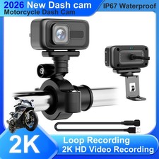 Motorcycle Dash Cam 2K HD 140  Wide Angle 64GB SD Card 3 Brackets Easy Install