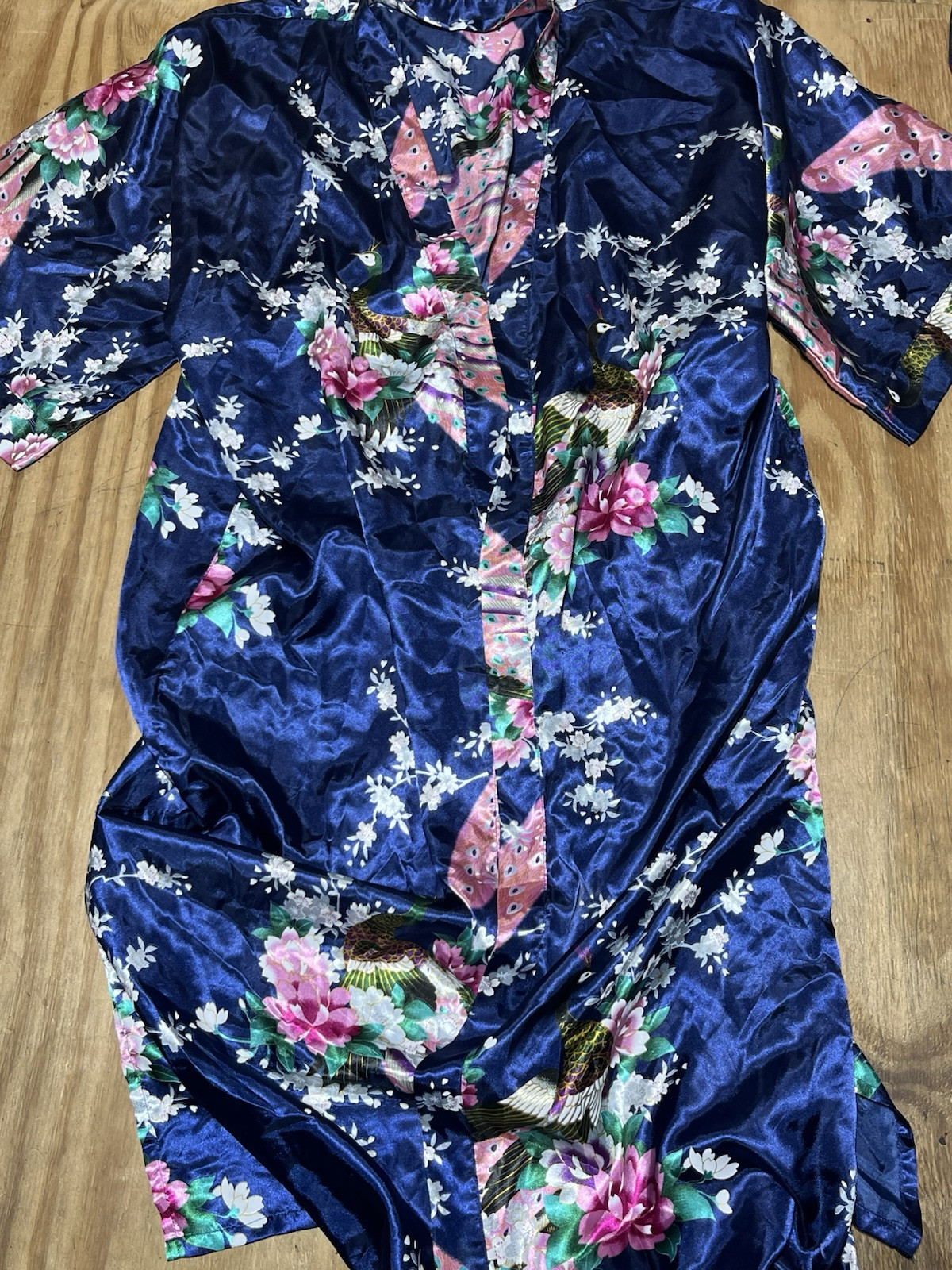 BABEYOND Long Sleeve Kimono Women Robe Peacock and Blossoms Printed @N9