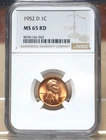 1952-D LINCOLN WHEAT CENT NGC MS65RD