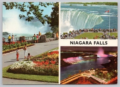 Postcard Niagara Falls Ontario Canada Day Night Views John Hinde Multi-view