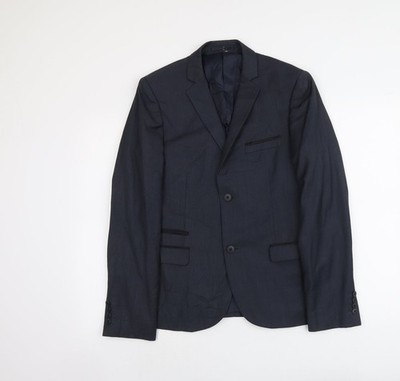 Topman Herren Blau Polyester Sakko Anzugjacke Größe S Regular